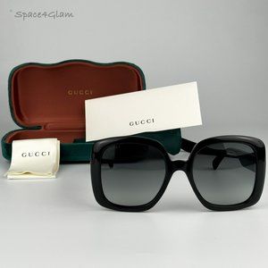 NEW Gucci GG0713S 006 Black Green Gray Gradient Oversized Woman Sunglasses